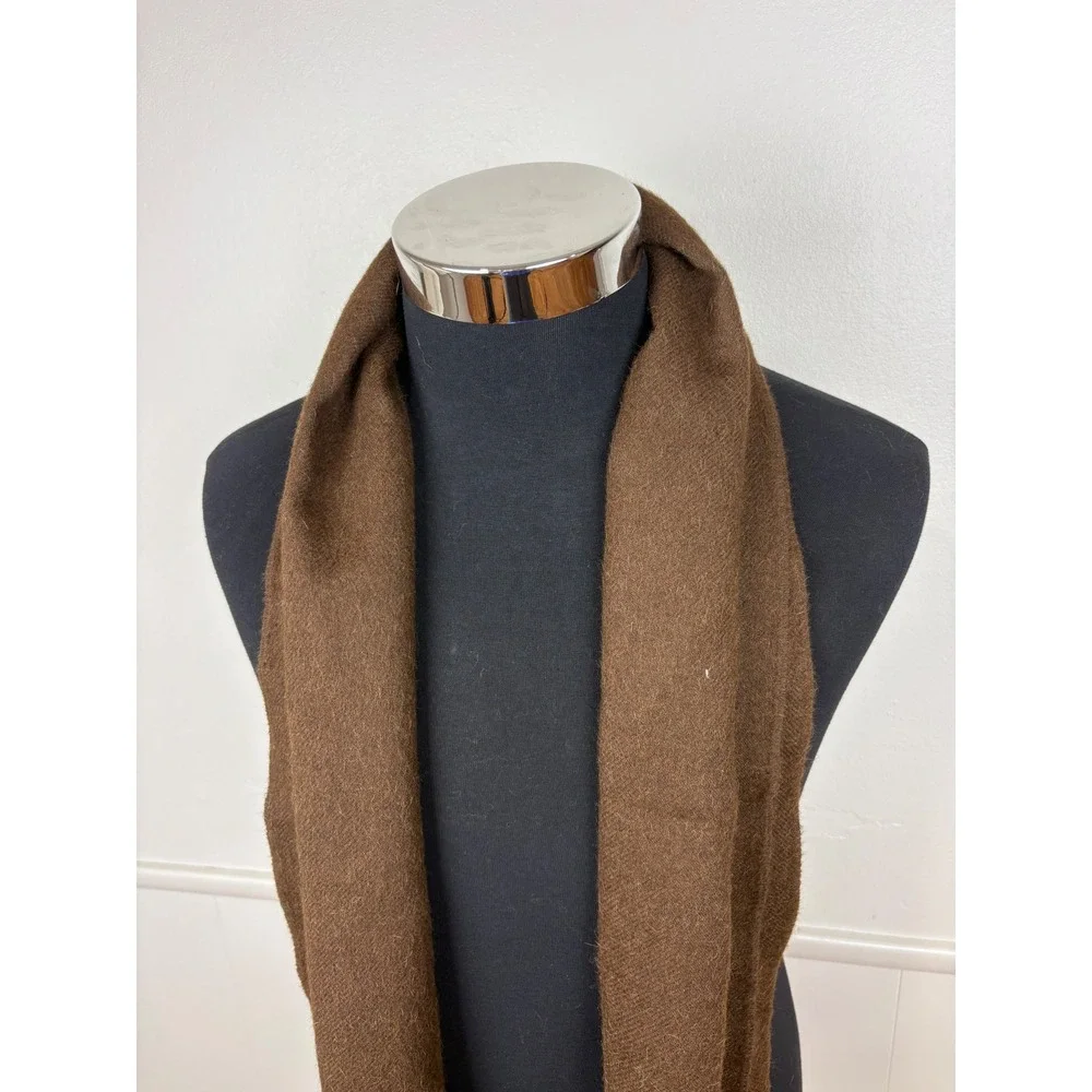 Condor Tips 100% Baby Alpaca Rectangular Scarf OS Brown Fringe Soft Cozy Classic